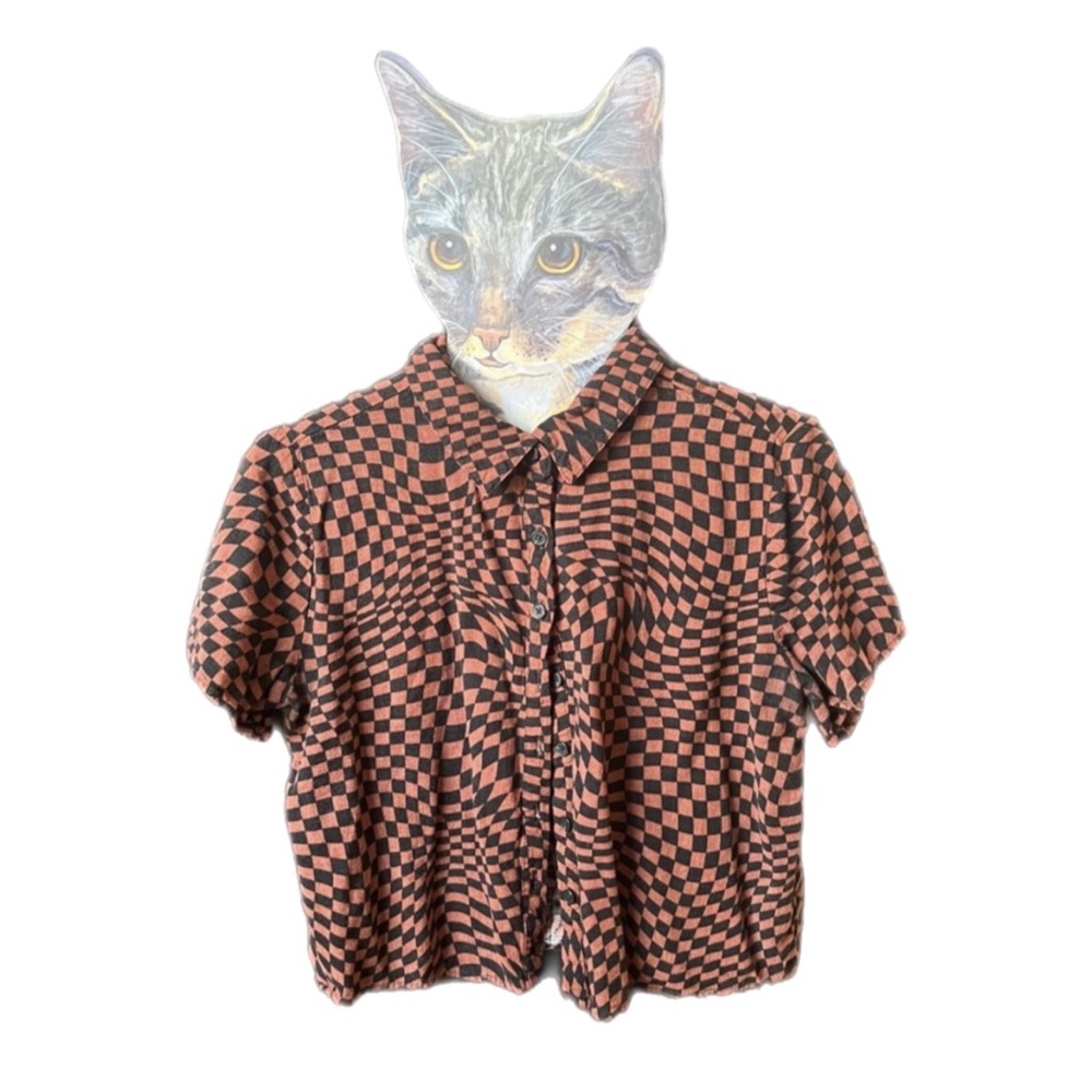 Wild Fable Checkered Button Down Crop Top